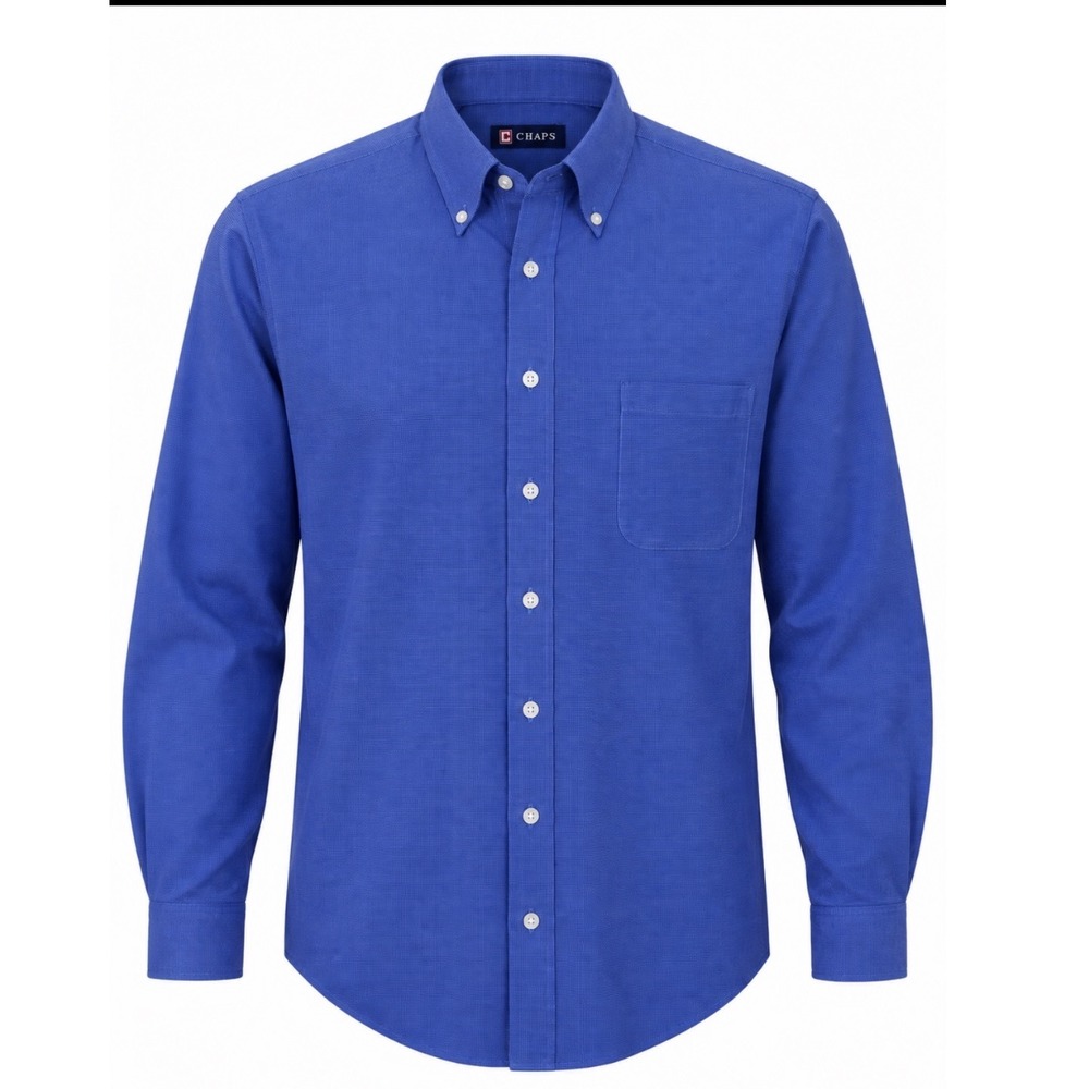 Chaps Mens Blue Wrinkle Free Button Down Shirt Large 16-16.5 34/35 25W0208425
